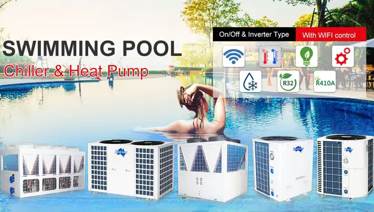 Dc Inverter Swimming Pool Hot Water Heating Pump Heater R32r410a